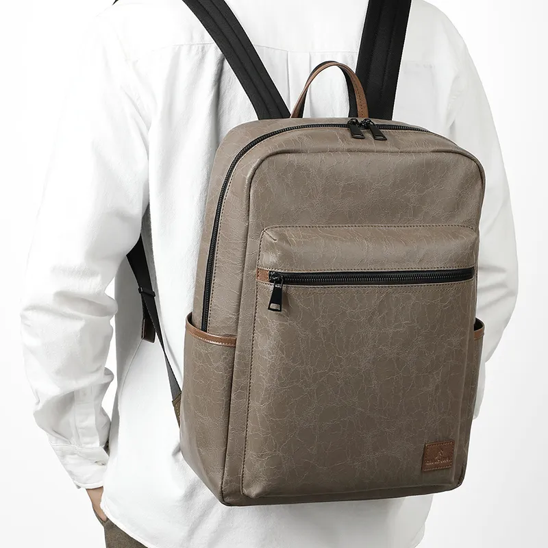 L'ALPINA Crackle Fabric Backpack Large Size Men's Khaki & Black/Gray Blue & Black-3