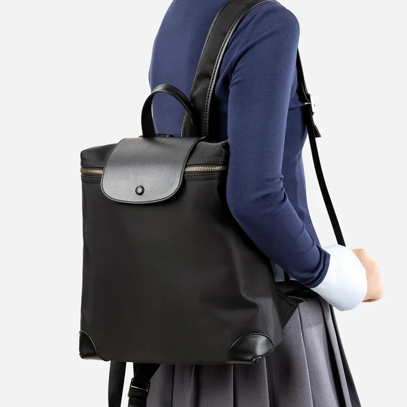 Teenmix Nylon Laptop Backpack Bag Women's Black/Khaki/Blue-6