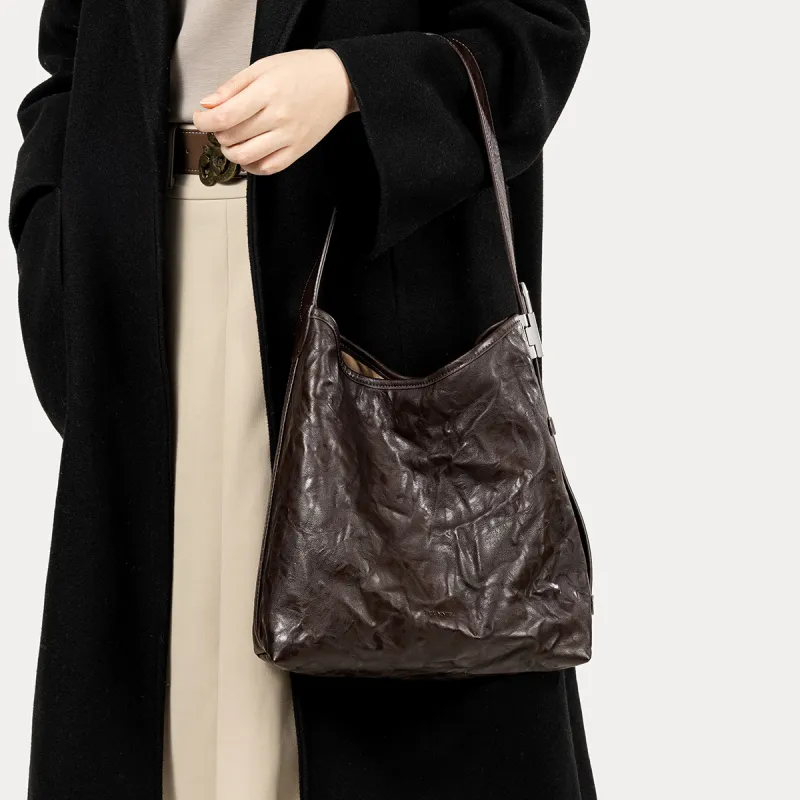 Teenmix Synthetic Leather Shoulder Bag, Crossbody Bag, Hobo Bag, Tote Bag Tubas Women's Agarwood/Ebony/Black-13