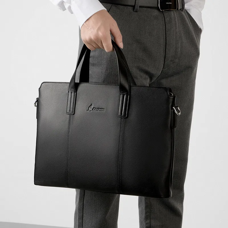 L'ALPINA Top Grain Cow Leather Laptop Bag Handbag Briefcase Large Size Men's Black-9
