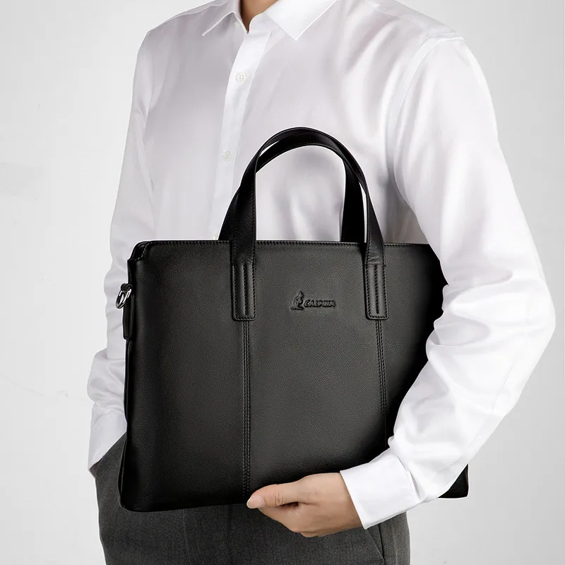 L'ALPINA Top Grain Cow Leather Laptop Bag Handbag Briefcase Large Size Men's Black-7