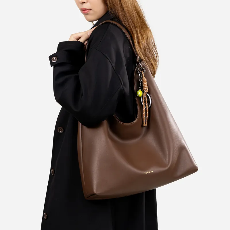 Teenmix Synthetic Leather Tote Bag, Shopping Bag, Crossbody Bag, Shoulder Bag Regular Women's Brown/Caramel/Black-4