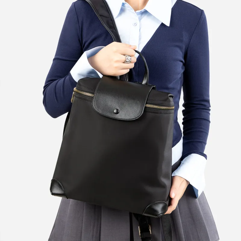Teenmix Nylon Laptop Backpack Bag Women's Black/Khaki/Blue-5