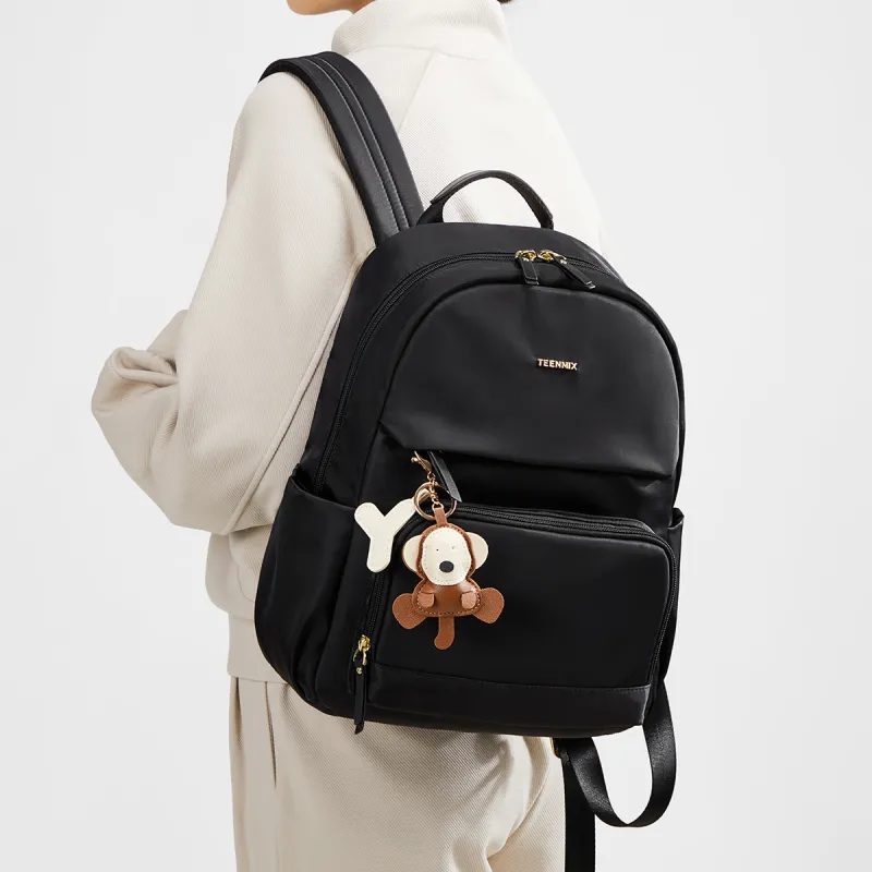 Teenmix Polyester With Synthetic Leather Backpack Medium Size Women's Black/Ecru-6