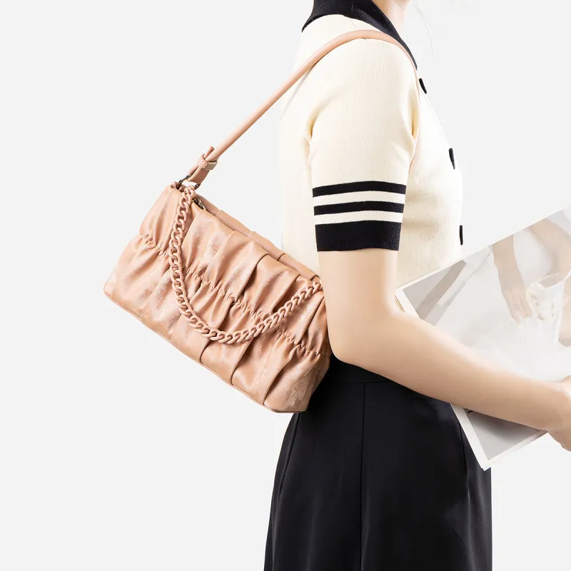 Teenmix PU With Synthetic Leather Shoulder Bag Women's Black/Nude Pink-13