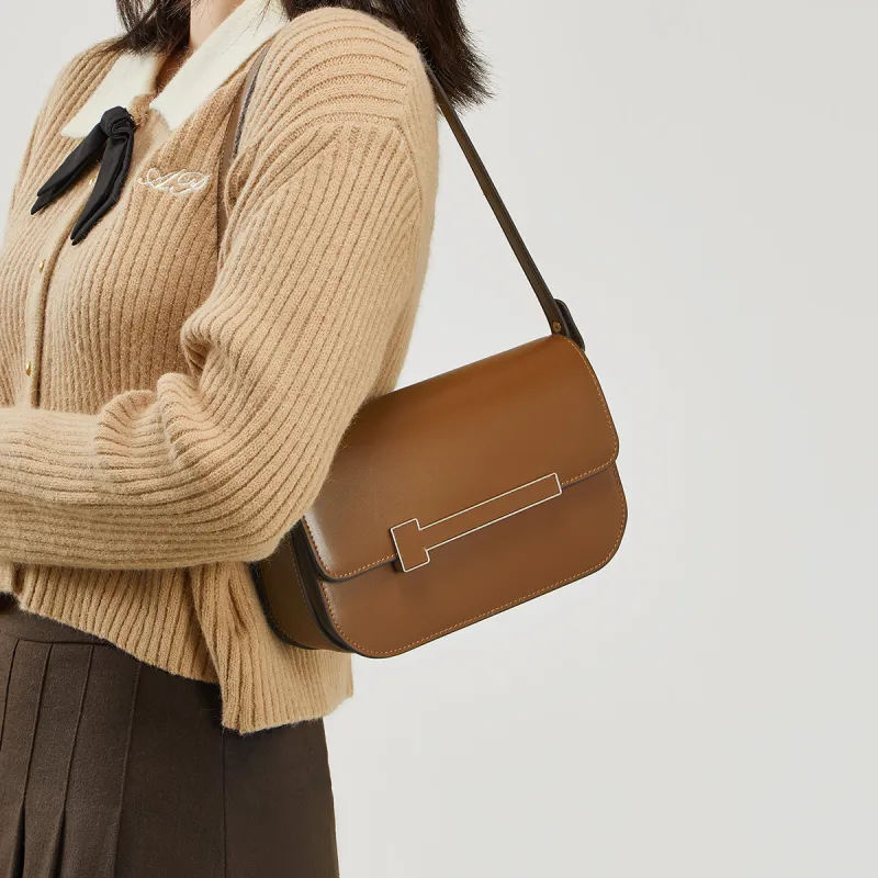 Teenmix Cow Leather Tofu Bag Small Square Bag Underarm Crossbody Bag, Shoulder Bag Regular Women's Brown/Black/Red-17