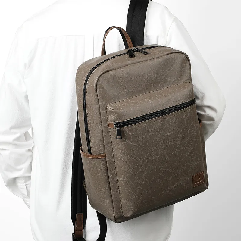 L'ALPINA Crackle Fabric Backpack Large Size Men's Khaki & Black/Gray Blue & Black-4