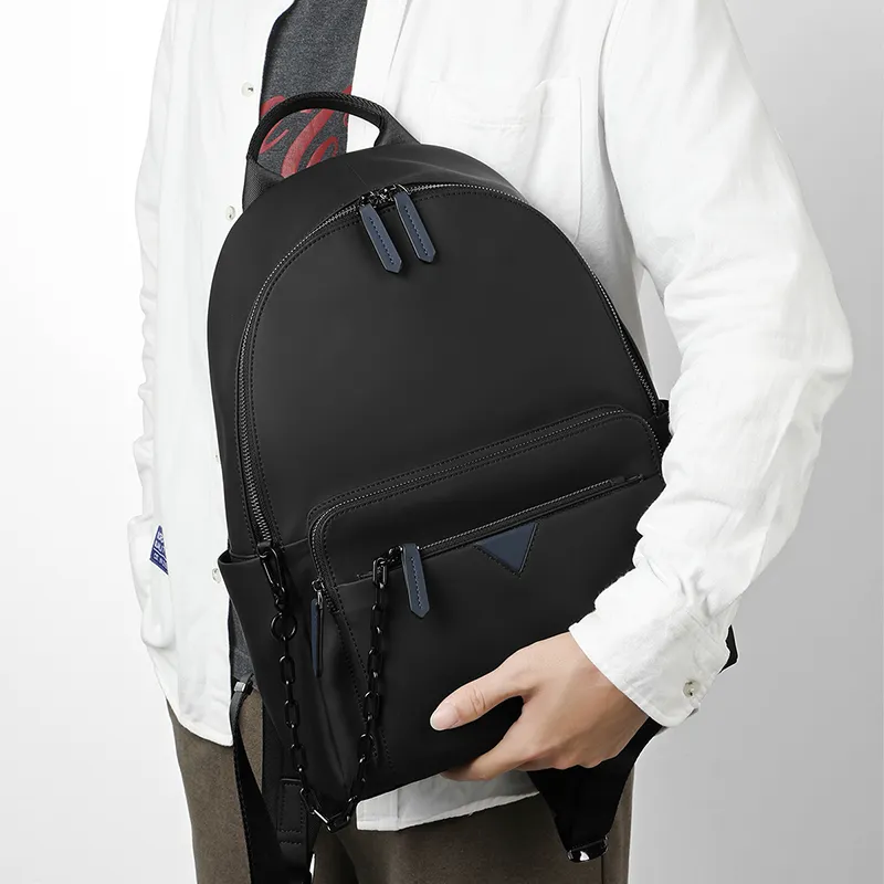 L'ALPINA Synthetic Leather Laptop Backpack Bag Large Size Men's Black & Blue-1