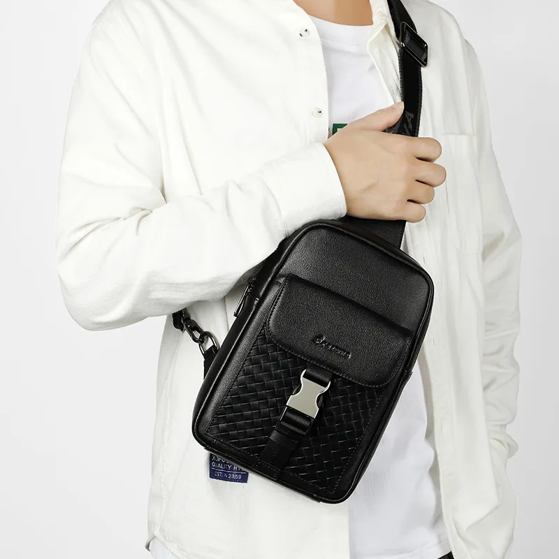 L'ALPINA Top Grain Cow Leather Small Backpack Crossbody Bag Sling Bag Regular Men's Black-4
