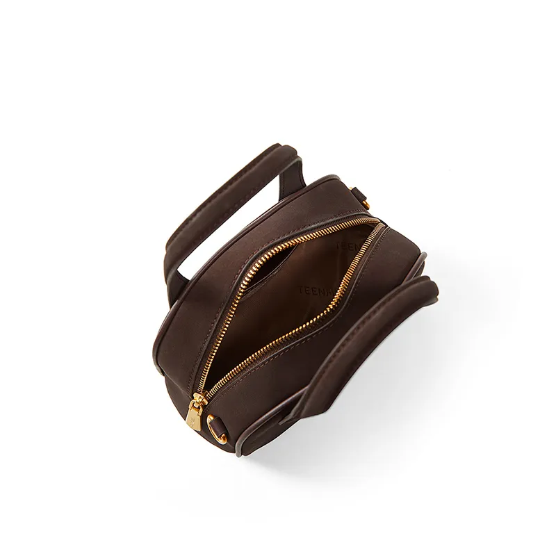 Teenmix Cow Leather Handbag, Crossbody Bag, Shoulder Bag, Bowling Bag Women's Brown/Coffee/Black-13