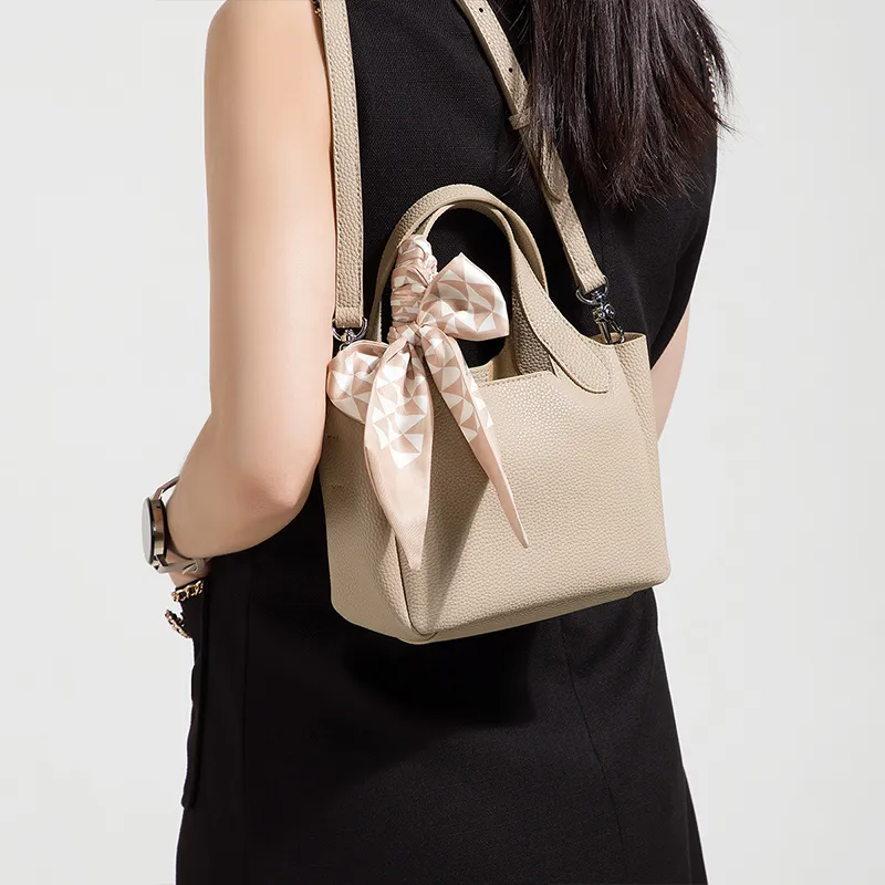 Teenmix Synthetic Leather Handbag, Basket Bag, Shoulder Bag, Crossbody Bag Regular Women's Milk Tea-7