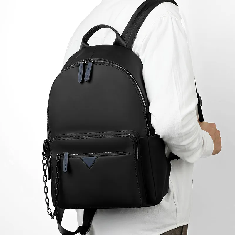 L'ALPINA Synthetic Leather Laptop Backpack Bag Large Size Men's Black & Blue-2