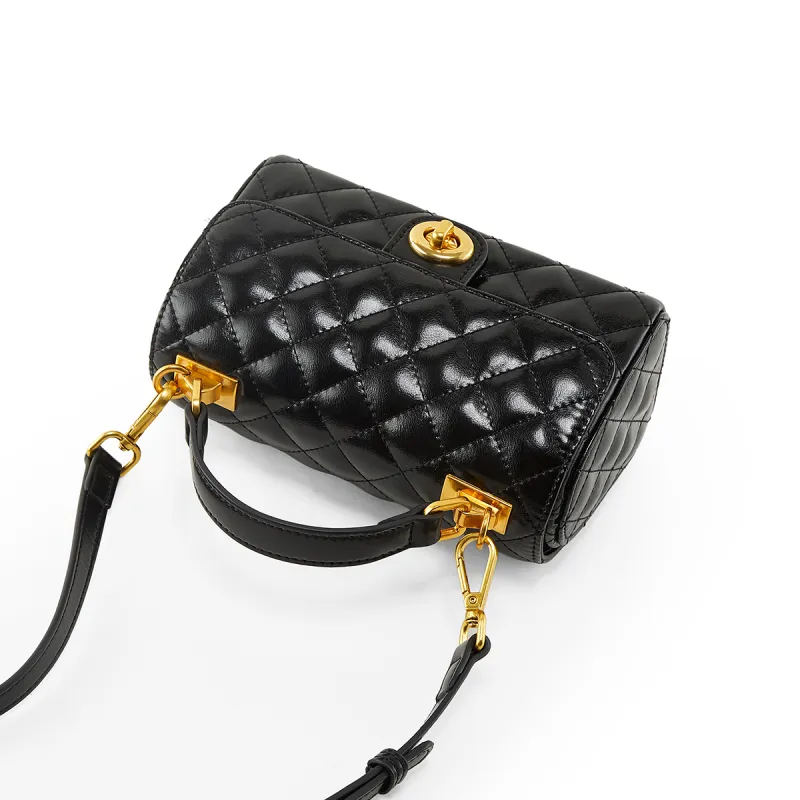 Teenmix Synthetic Leather With Cow Leather Crossbody Bag, Shoulder Bag, Handbag Women's Coffee/Black-6