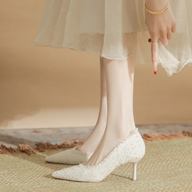 Varib Slim Heel High Heels Women's Apricot-5