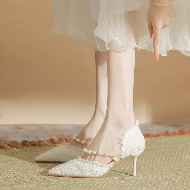 Varib Slim Heel High Heels 5cm Women's Nude-5