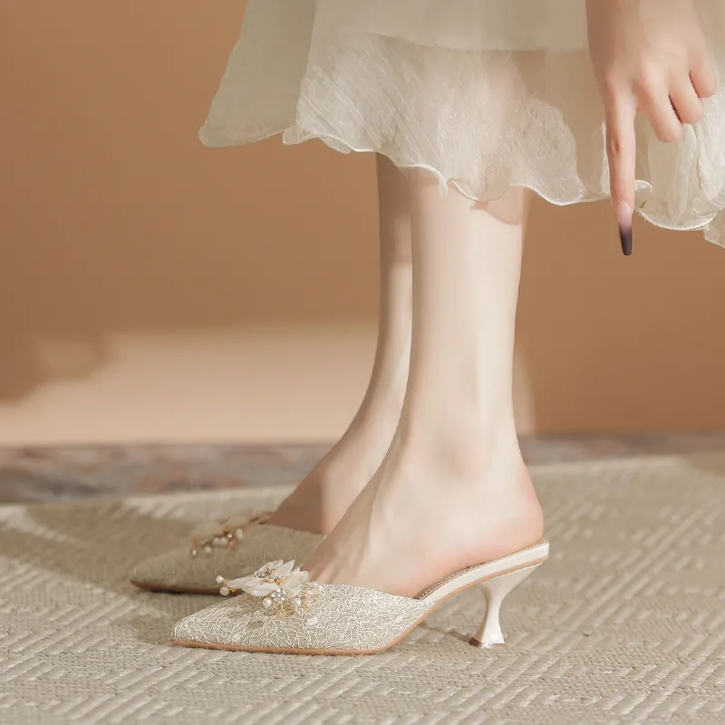 Varib Slip Resistant Abrasion Resistant Closed Toe Slippers Women's Champagne-4