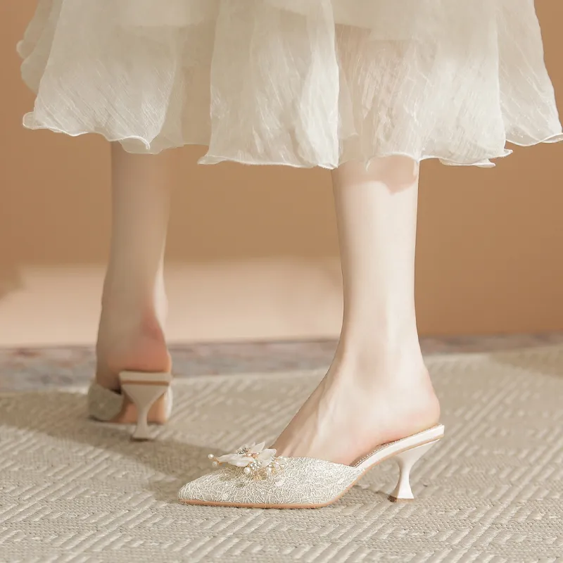 Varib Slip Resistant Abrasion Resistant Closed Toe Slippers Women's Champagne-2