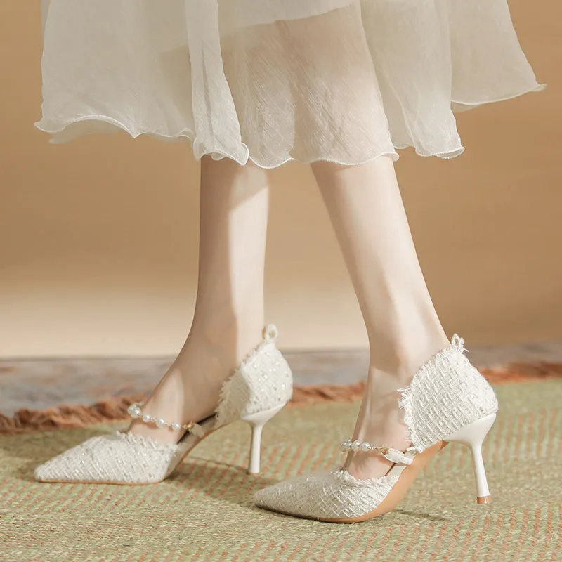 Varib Slim Heel High Heels 5cm Women's Nude-4