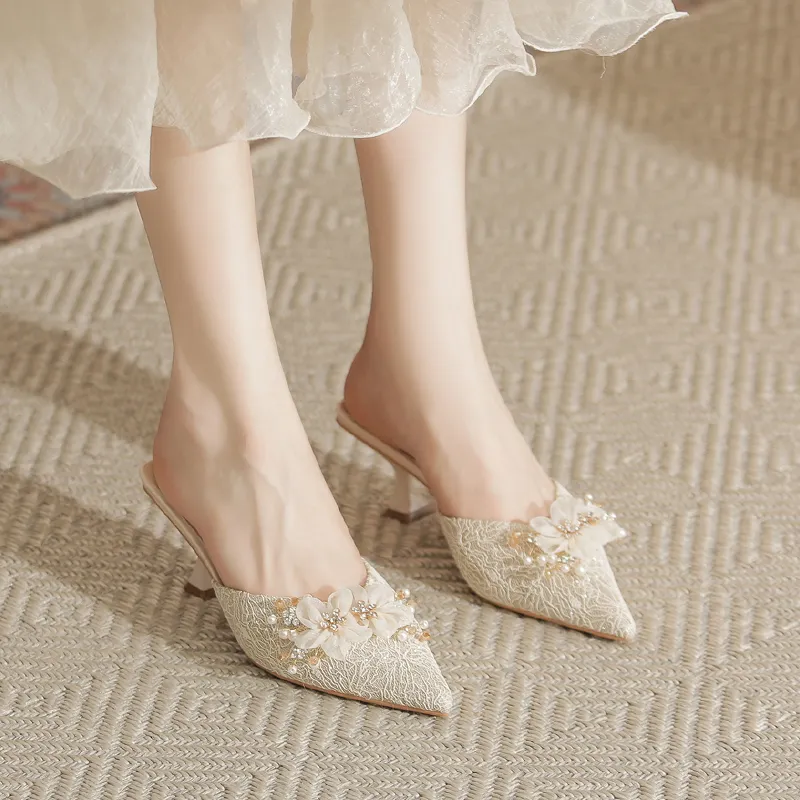 Varib Slip Resistant Abrasion Resistant Closed Toe Slippers Women's Champagne-6