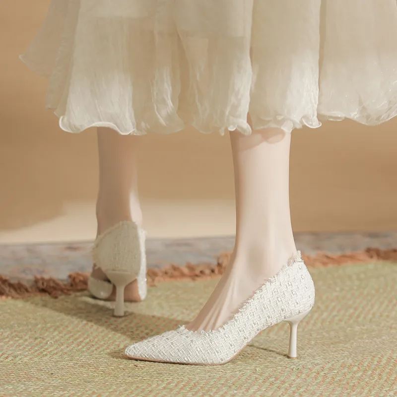 Varib Slim Heel High Heels Women's Apricot-3