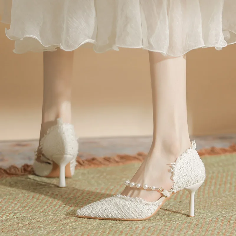 Varib Slim Heel High Heels 5cm Women's Nude-3