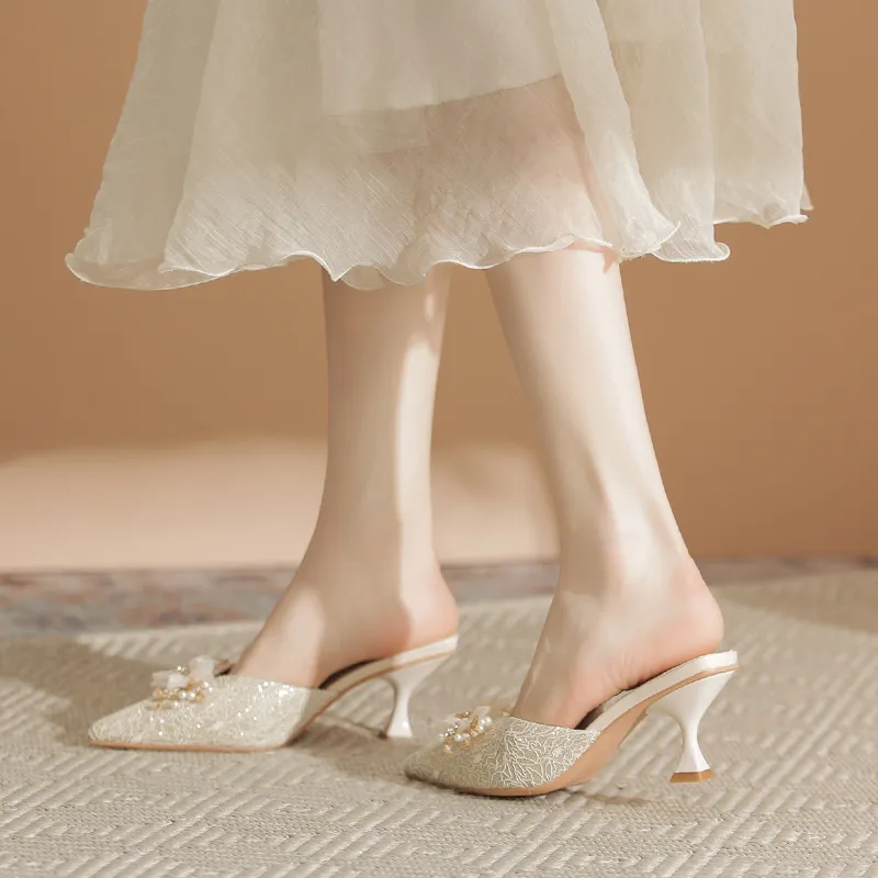Varib Slip Resistant Abrasion Resistant Closed Toe Slippers Women's Champagne-3