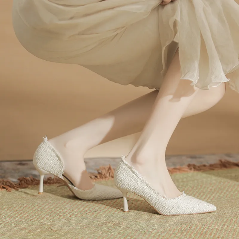 Varib Slim Heel High Heels Women's Apricot-2