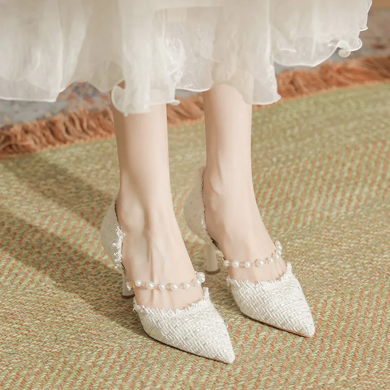 Varib Slim Heel High Heels 5cm Women's Nude-6