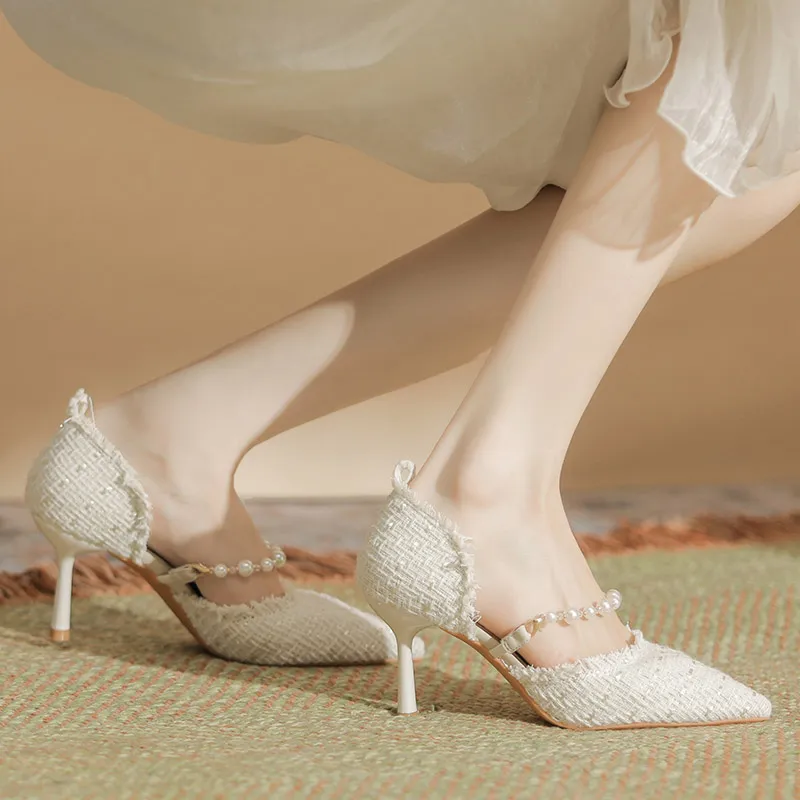 Varib Slim Heel High Heels 5cm Women's Nude-2