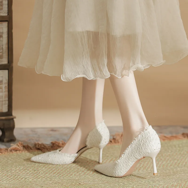 Varib Slim Heel High Heels Women's Apricot-4