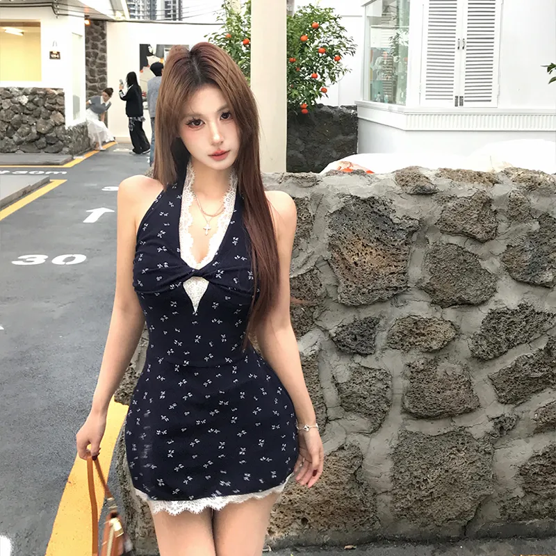 Vine Color Sleeveless Dress Style Women's Blue Single Item-15