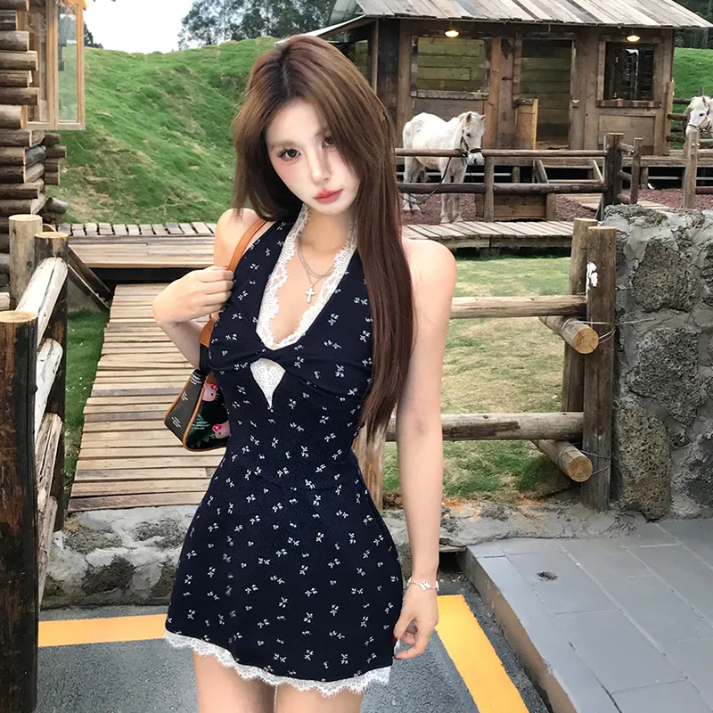 Vine Color Sleeveless Dress Style Women's Blue Single Item-10