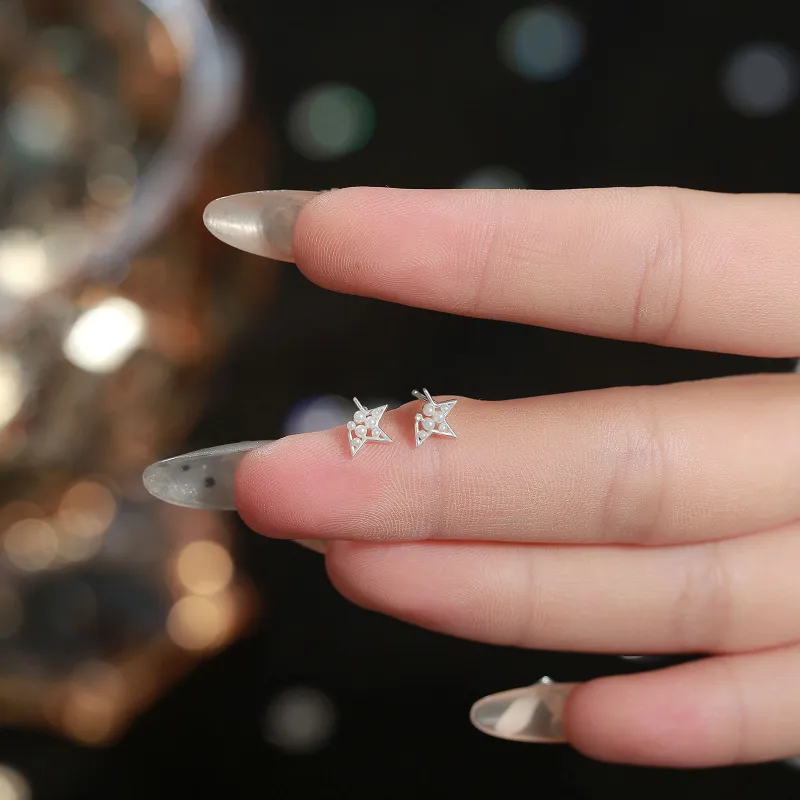 Hi There S999 Silver Stud Earrings Women's-1