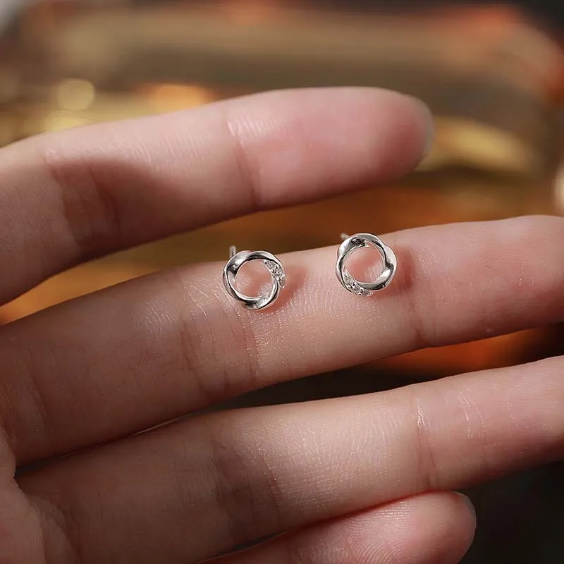 Hi There S999 Silver Stud Earrings Women's-4