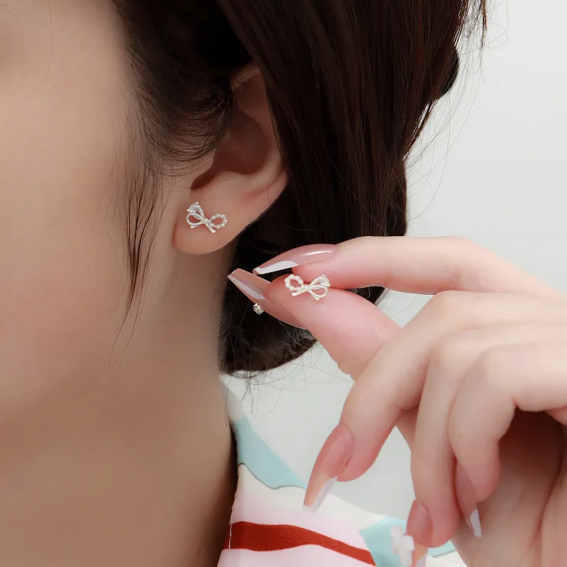 Hi There S925 Silver Stud Earrings Women's-1