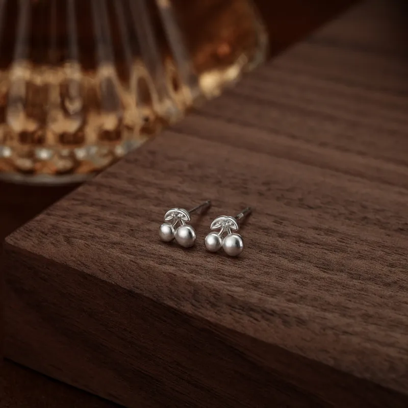 Hi There S999 Silver Stud Earrings Women's-4