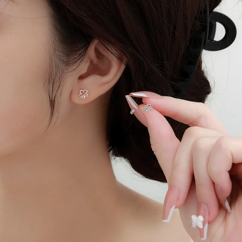 Hi There S999 Silver Stud Earrings Women's-4