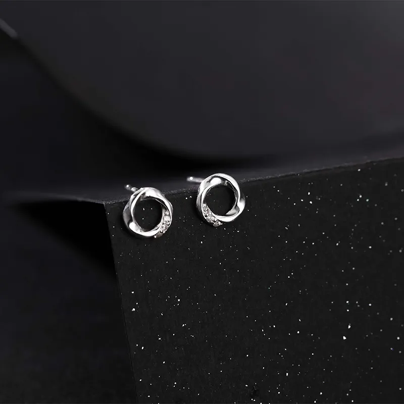 Hi There S999 Silver Stud Earrings Women's-1