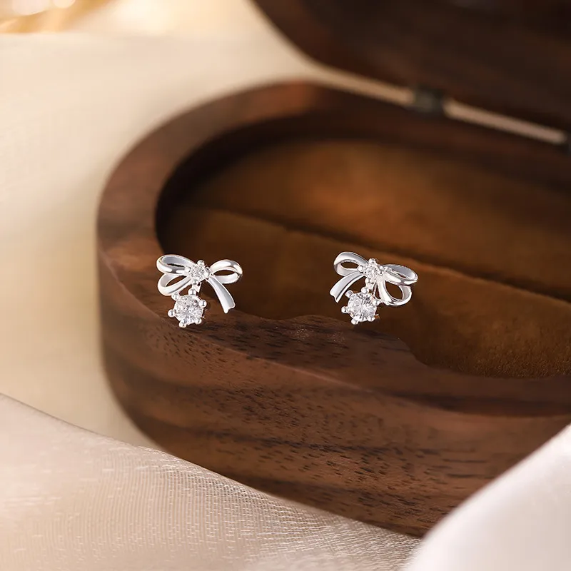 Hi There S999 Silver Stud Earrings Women's-3