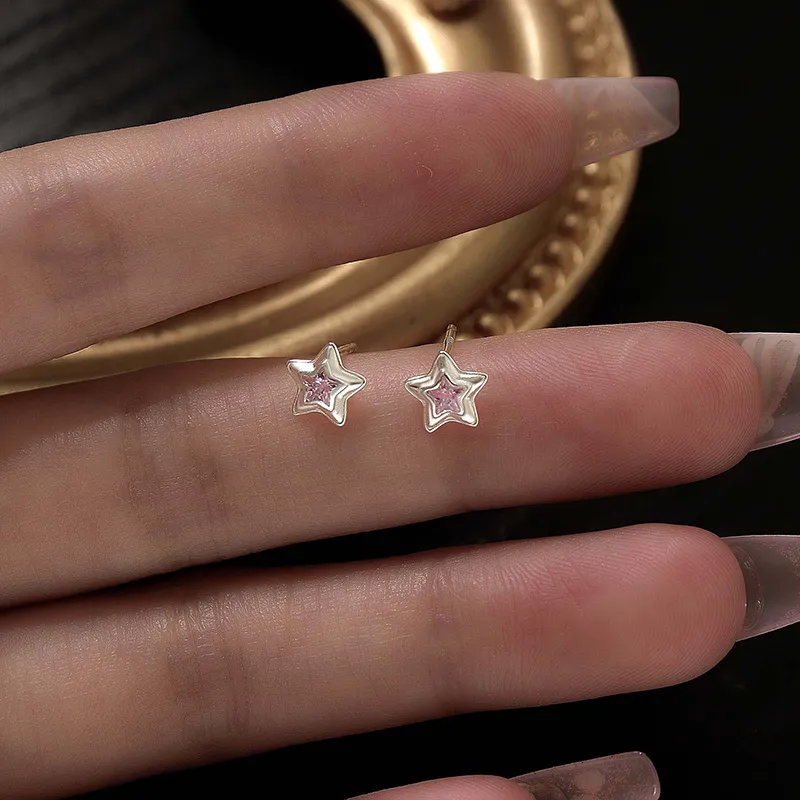 Hi There S999 Silver Stud Earrings Women's-3
