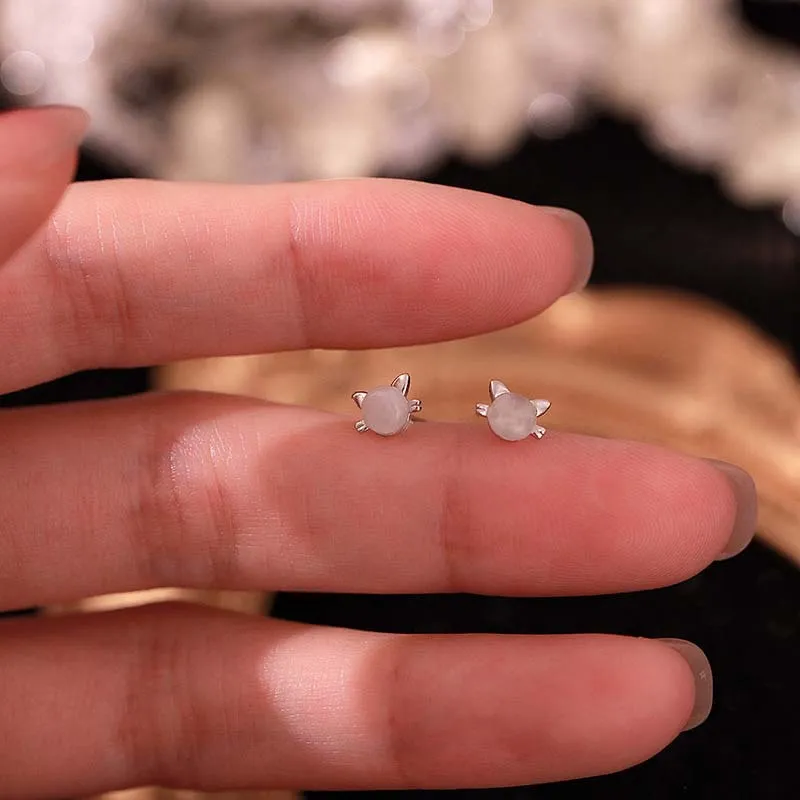 Hi There S999 Silver Stud Earrings Women's-2