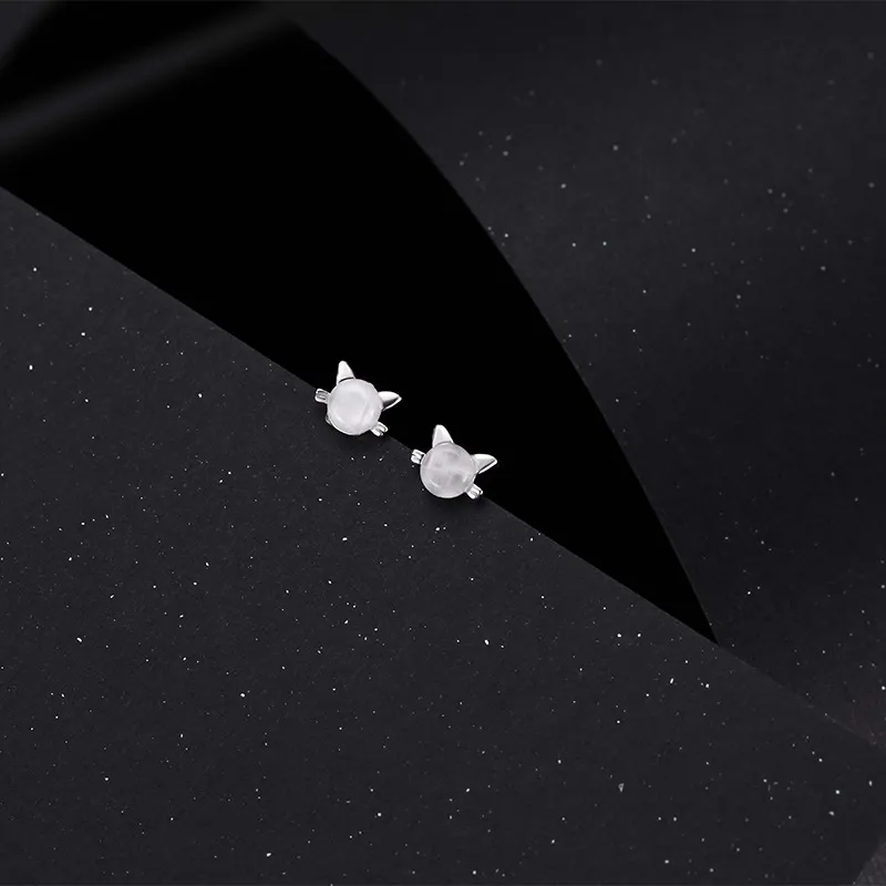 Hi There S999 Silver Stud Earrings Women's-3