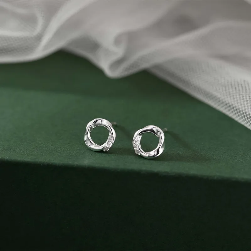 Hi There S999 Silver Stud Earrings Women's-2