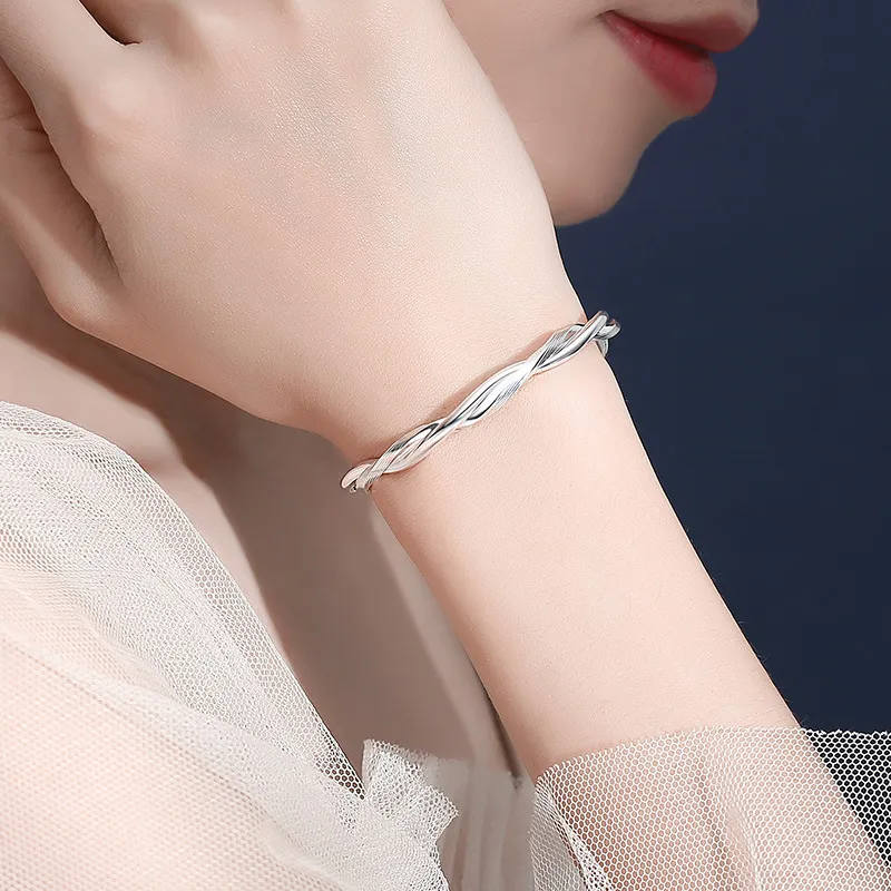 Hi There Pure Silver 9999 Bangles Unisex-1