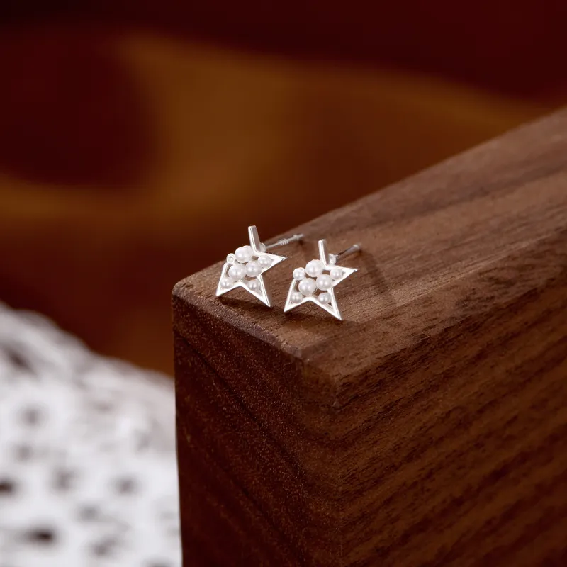 Hi There S999 Silver Stud Earrings Women's-2