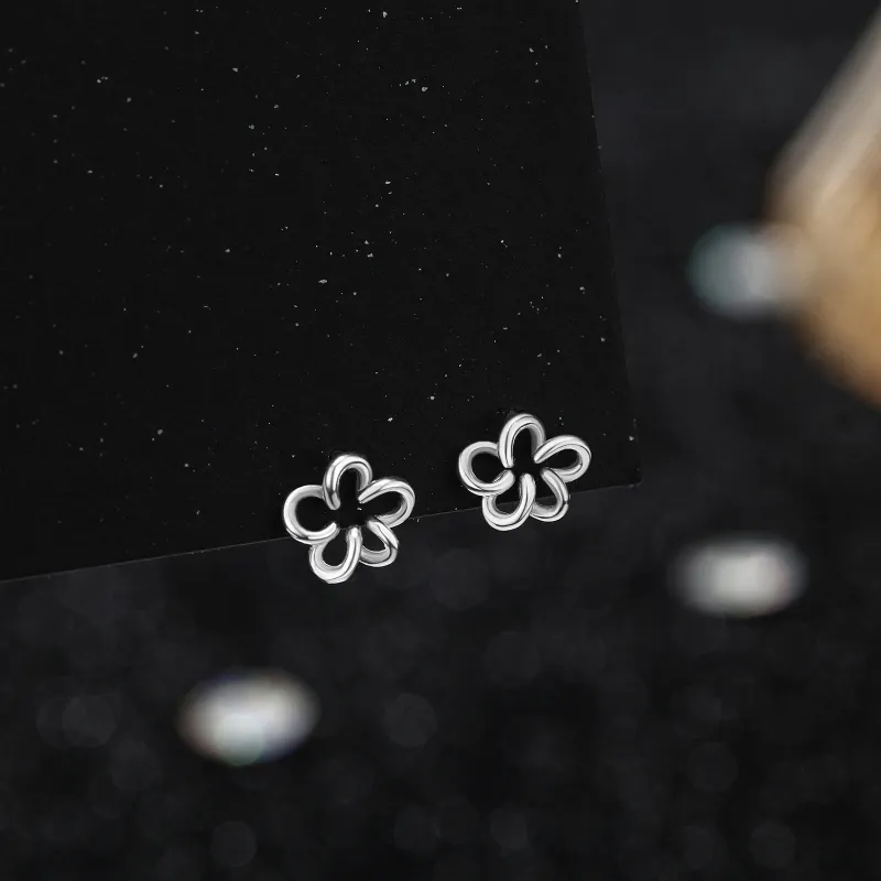Hi There S999 Silver Stud Earrings Women's-2