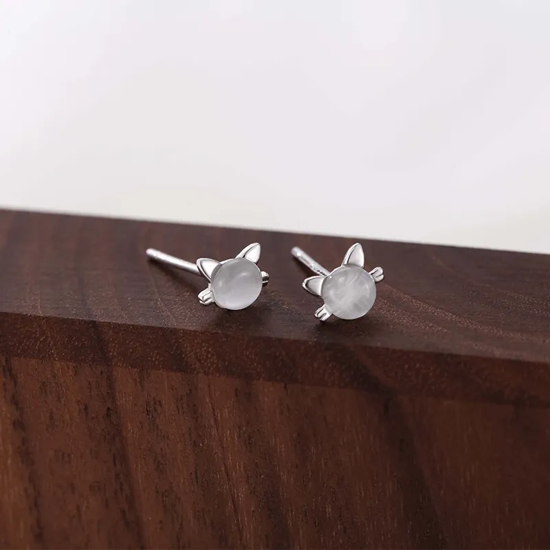 Hi There S999 Silver Stud Earrings Women's-4