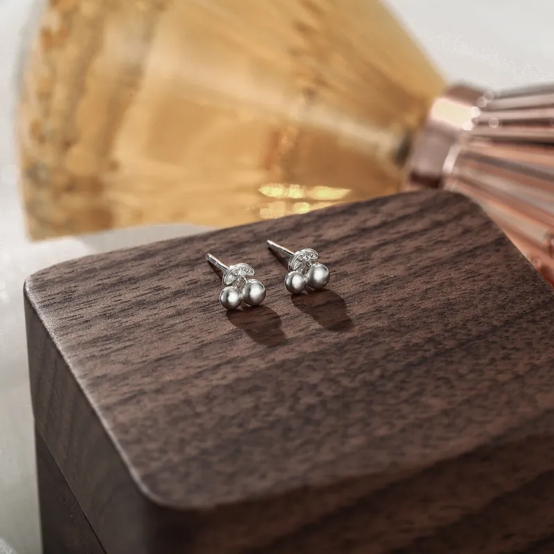Hi There S999 Silver Stud Earrings Women's-3