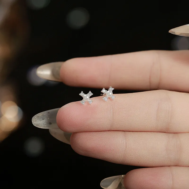 Hi There S999 Silver Stud Earrings Women's-4
