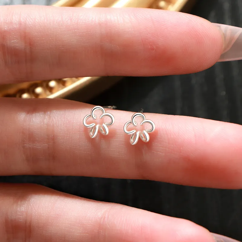 Hi There S999 Silver Stud Earrings Women's-3